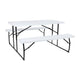 White |#| All-In-One Folding Picnic Table and Bench Set - Adult Size, White Wood Grain