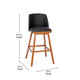 Black LeatherSoft |#| 2 Pack Commercial Walnut Finish Wood Barstools with Nail Trim-Black LeatherSoft