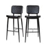 Kenzie Commercial Grade Mid-Back Barstools - LeatherSoft Upholstery - Iron Frame with Integrated Footrest - Set of 2