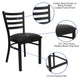 Black Vinyl Seat/Black Metal Frame |#| Black Ladder Back Metal Restaurant Chair - Black Vinyl Seat