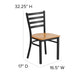 Natural Wood Seat/Black Metal Frame |#| Black Ladder Back Metal Restaurant Chair - Natural Wood Seat