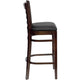 Black Vinyl Seat/Walnut Wood Frame |#| Ladder Back Walnut Wood Restaurant Barstool - Black Vinyl Seat