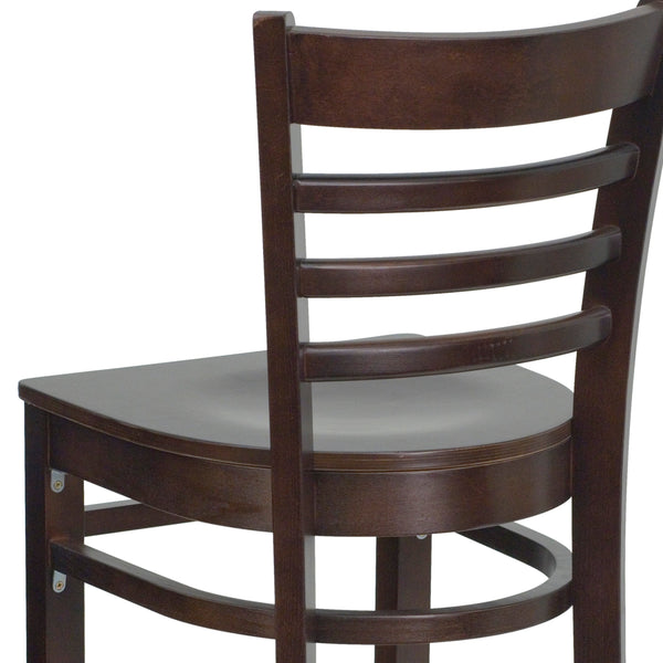 Walnut Wood Seat/Walnut Wood Frame |#| Ladder Back Walnut Wood Restaurant Barstool