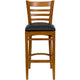 Black Vinyl Seat/Cherry Wood Frame |#| Ladder Back Cherry Wood Restaurant Barstool - Black Vinyl Seat