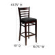 Black Vinyl Seat/Mahogany Wood Frame |#| Ladder Back Mahogany Wood Restaurant Barstool - Black Vinyl Seat