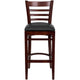 Black Vinyl Seat/Mahogany Wood Frame |#| Ladder Back Mahogany Wood Restaurant Barstool - Black Vinyl Seat