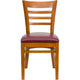 Burgundy Vinyl Seat/Cherry Wood Frame |#| Ladder Back Cherry Wood Restaurant Chair - Burgundy Vinyl Seat