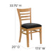 Black Vinyl Seat/Natural Wood Frame |#| Ladder Back Natural Wood Restaurant Chair - Black Vinyl Seat