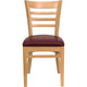 Burgundy Vinyl Seat/Natural Wood Frame |#| Ladder Back Natural Wood Restaurant Chair - Burgundy Vinyl Seat