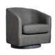 Dark Gray |#| Traditional Club Style Accent Chair with 360° Swivel Metal Base in Dark Gray