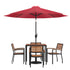 Lark 7 Piece Outdoor Patio Table Set with 4 Synthetic Teak Stackable Chairs, Lark 3Lark 5" Square Table & Umbrella with Base