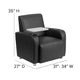 Black |#| Black LeatherSoft Guest Chair with Tablet Arm, Chrome Legs and Cup Holder