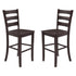 Liesel Set of 2 Commercial Grade Wooden Classic Ladderback Bar Height Barstool with Solid Wood Seat
