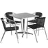 Lila 31.5'' Square Aluminum Indoor-Outdoor Table Set with 4 Rattan Chairs