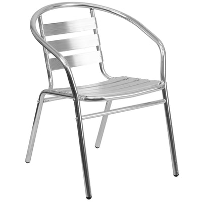 Lila Aluminum Commercial Indoor-Outdoor Restaurant Stack Chair with Triple Slat Back