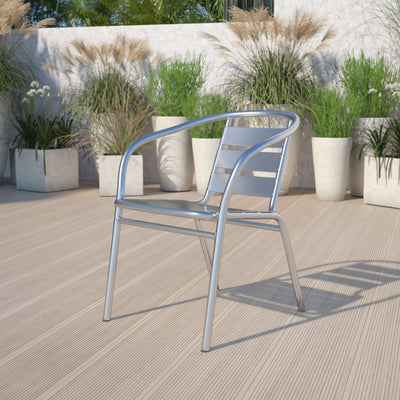 Lila Heavy Duty Aluminum Commercial Indoor-Outdoor Restaurant Stack Chair with Triple Slat Back