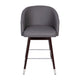 Gray |#| Commercial 26inch Mid-Back Counter Stool with Wood Legs - Gray LeatherSoft/Walnut