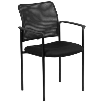 Mesh Comfortable Stackable Steel Side Chair with Arms - View 1