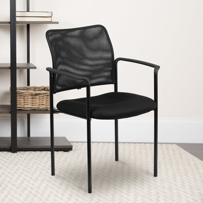 Mesh Comfortable Stackable Steel Side Chair with Arms - View 2