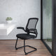 Black Mesh Sled Base Side Reception Guest Office Chair with Flip-Up Arms