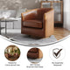 Brown |#| Classic Club Style Chair with 360° Swivel Base and Nail Trim - Brown LeatherSoft
