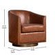 Brown |#| Classic Club Style Chair with 360° Swivel Base and Nail Trim - Brown LeatherSoft
