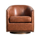 Brown |#| Classic Club Style Chair with 360° Swivel Base and Nail Trim - Brown LeatherSoft