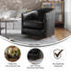 Black |#| Classic Club Style Chair with 360° Swivel Base and Nail Trim - Black LeatherSoft