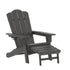 Newport HDPE Adirondack Chair with Cup Holder and Pull Out Ottoman, All-Weather HDPE Indoor/Outdoor Lounge Chair