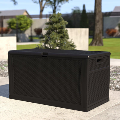 Nobu 120 Gallon Plastic Deck Box - Outdoor Waterproof Storage Box for Patio Cushions, Garden Tools and Pool Toys