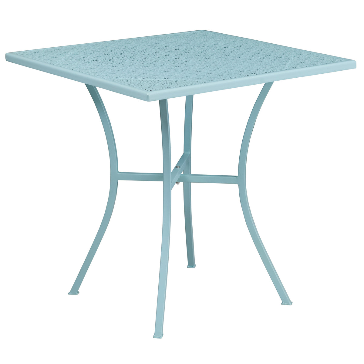 Sky Blue |#| 28inch Square Sky Blue Indoor-Outdoor Steel Patio Table Set - 4 Round Back Chairs