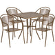 Gold |#| 28inch Square Gold Indoor-Outdoor Steel Patio Table Set with 4 Round Back Chairs