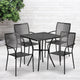 Black |#| 28inch Square Black Indoor-Outdoor Steel Patio Table Set with 4 Square Back Chairs
