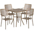 Oia Commercial Grade 28" Square Indoor-Outdoor Steel Patio Table Set with 4 Square Back Chairs