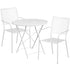 Oia Commercial Grade 30" Round Indoor-Outdoor Steel Folding Patio Table Set with 2 Square Back Chairs
