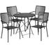 Oia Commercial Grade 30" Round Indoor-Outdoor Steel Folding Patio Table Set with 4 Square Back Chairs