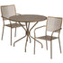 Oia Commercial Grade 35.25" Round Indoor-Outdoor Steel Patio Table Set with 2 Square Back Chairs