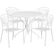 White |#| 35.25inch Round White Indoor-Outdoor Steel Patio Table Set with 4 Round Back Chairs