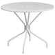 White |#| 35.25inch Round White Indoor-Outdoor Steel Patio Table-Umbrella Hole-Restaurant