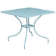 Sky Blue |#| 35.5inch SQ Sky Blue Indoor-Outdoor Steel Patio Table Set w/ 2 Round Back Chairs