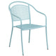 Sky Blue |#| 35.5inch SQ Sky Blue Indoor-Outdoor Steel Patio Table Set w/ 2 Round Back Chairs