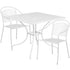 Oia Commercial Grade 35.5" Square Indoor-Outdoor Steel Patio Table Set with 2 Round Back Chairs