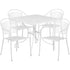 Oia Commercial Grade 35.5" Square Indoor-Outdoor Steel Patio Table Set with 4 Round Back Chairs