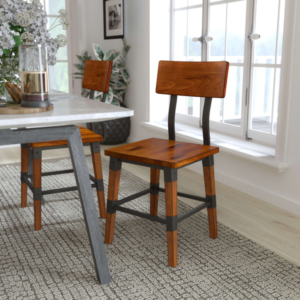 Antique Walnut |#| Commercial Grade Rustic Antique Walnut Industrial Style Wood Dining Chair