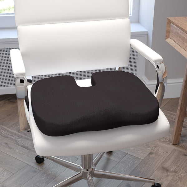 Black Contoured Office Chair Cushion - Certi-PUR US Certified 100% Memory Foam