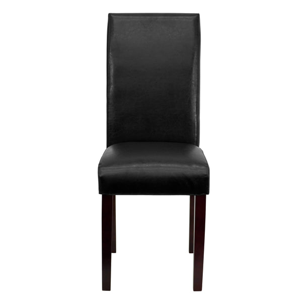Black |#| Black LeatherSoft Parsons Chair with Solid Hardwood Frame Construction