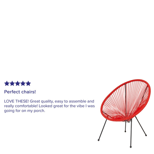 Red |#| Red Papasan Oval Woven Basket Bungee Lounge Chair - Indoor/Outdoor Furniture