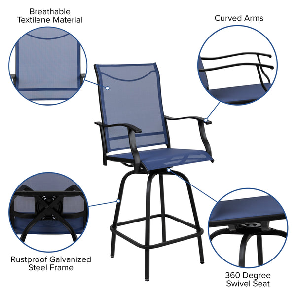 Navy |#| Outdoor Stool - 30 inch Patio Bar Stool / Garden Chair, Navy (Set of 2)