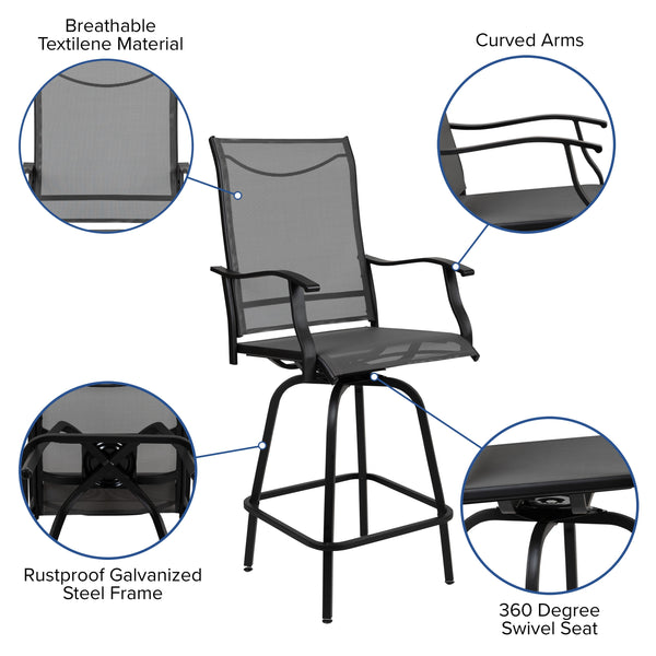 Gray |#| Outdoor Stool - 30 inch Patio Bar Stool / Garden Chair, Gray (Set of 2)