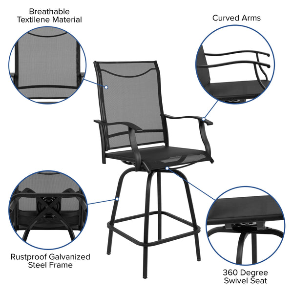 Black |#| Outdoor Stool - 30 inch Patio Bar Stool / Garden Chair, Black (Set of 2)